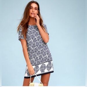 Lulus Shift Dress blue white size medium